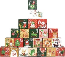 Empty Christmas Advent Calendar with 24 Boxes
