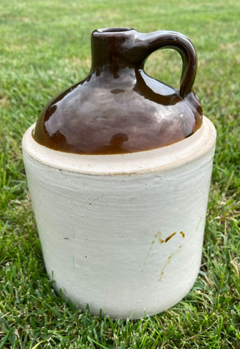 Antique stoneware whiskey jug - stoneware,