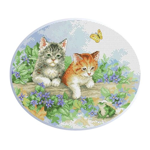 Cat stamped cross stitch - stamped,