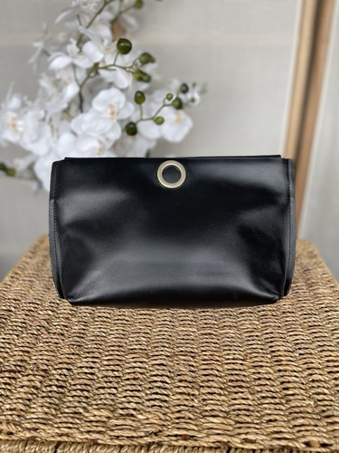 Whistles black leather clutch