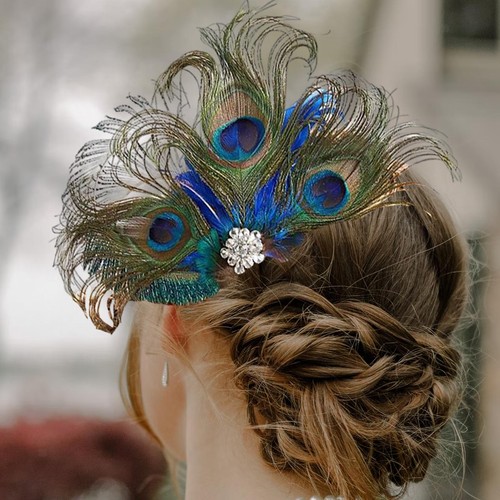 Women peacock feather hair - women,