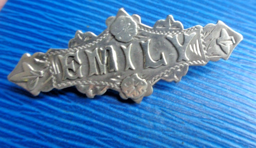 Silver emily name brooch - emily,