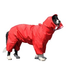 Pet Dog Raincoat Waterproof Jumpsuit Clothes Dog Warm Coat Pet Jacket Red