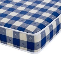 Capital Beds Luxury Budget Friendly Blue Checked Small Single Spring Mattress