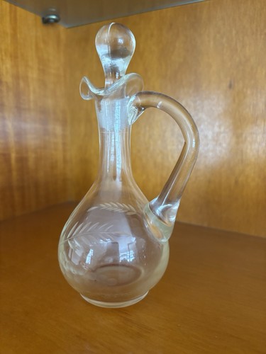 Vintage etched glass - etched, oil
