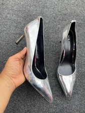 Armani Exchange Women’s Silver Metallic High Heel Pumps – Elegant Designer Shoes