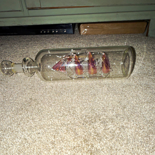 Glass decorative bottle with - glass,