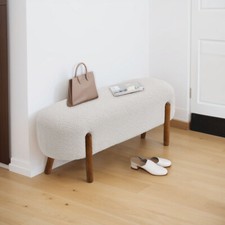 Upholstered Seat Bench Long End of Bed Seat Ottoman Entryway Footstool Chair