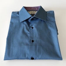 Men’s Thomas Pink Ocean Blue Self Small Check Formal Shirt 100% Cotton New 15.5