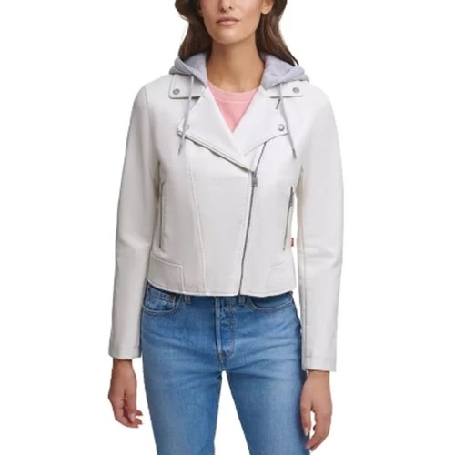 Levi cream leather moto - -,