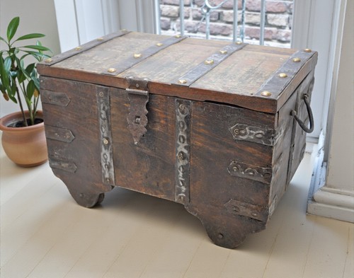 Antique wooden storage chest - antique,