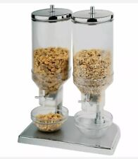 APS Double Cereal Dispenser Clear Plastic & Stainless Steel 2 x 4.5Ltr