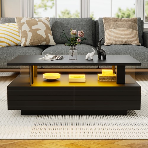 Led coffee table with storage - table,