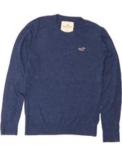 HOLLISTER Mens Crew Neck Jumper Sweater Medium Blue Cotton BY17