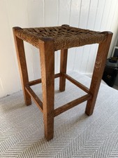 Vintage Wooden Stool Rush Seat