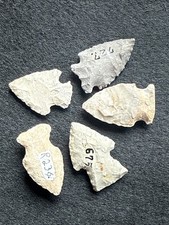Indian Arrowhead Lot Of 5 Woodland To Archaic Pts Found In Wisconsin #830