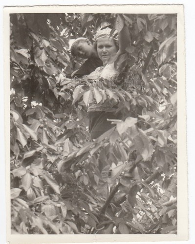 Boy girl tree hiding - &,