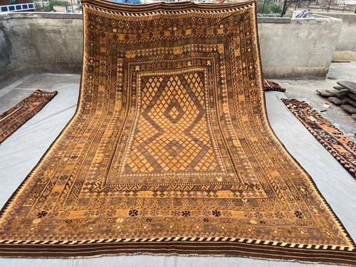 Vintage afghan flat weave - afghan,