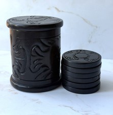 Carved Wooden Coaster Set Box