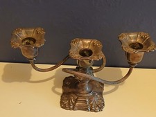 Silver Plate on Copper Vintage 3 Arm Candelabra, Classical Rococo Pattern, VGC
