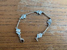 Flagstone Occasion Bracelet in Slate Enamel. Shelia Fleet.  18cm. Silver.