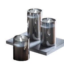 3 Pack Glass Grey Candles Wax