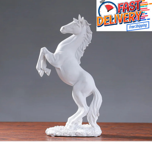 Black rearing horse statue - black,