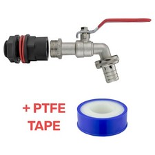 1/2" garden  waterbutt/rain barrel, lever tap+adaptor +FREE thread seal tape