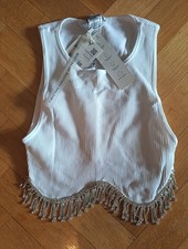 Zara White Sparkly Crop Top
