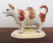 Vintage Staffordshire Spongeware Cow Creamer