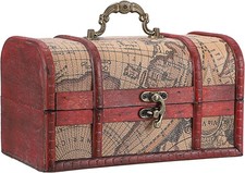 Vintage Wooden Pirates Treasure Chest Jewellery Box 20x11x11CM Decorative New