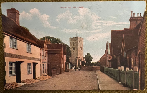 Antique postcard woking - antique,