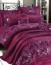 EMBROIDERED Luxury Satin Silk Duvet Quilt Cover Set Or Bed-Spread All Size