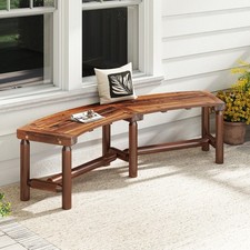 Patio Curved Bench Solid Wood