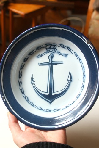 Vintage enamel dish bowl plate - enamel,