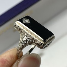 Vintage Onyx Diamond Signet