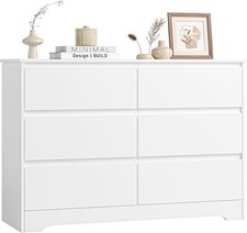 White 6 Drawer Chest Modern