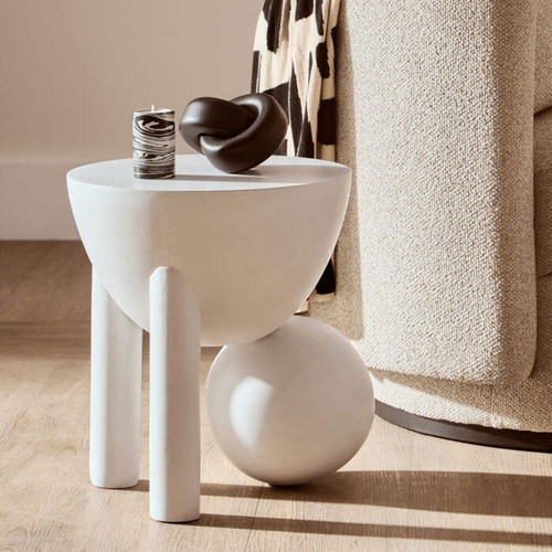 White finish mango wood - wood, round