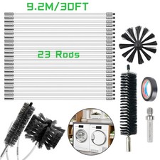 27x Flexible Chimney Sweep Set Kit Flue Sweeping Brush & Rod Soot Cleaning Rods
