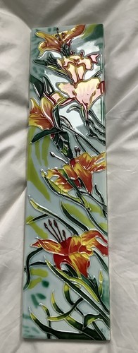 Ceramic slipware lillies - ceramic, long