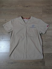 Dickies Workwear Scrubs Shirt Nurse/Healthcare Skater Size Small Beige
