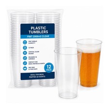 Plastic tumblers pint - clear, 12