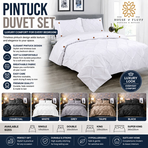 Luxury pintuck duvet cover - pintuck,