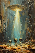 Alien ufo flying saucer canvas - alien,
