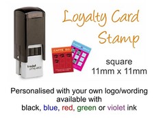 Personalised Loyalty Card Reward rubber Stamp, Self Inking, logo, 11mm square