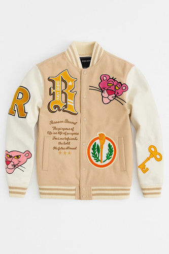 Beige varsity jacket fleece - jacket,