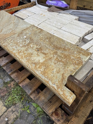 Reclaimed gritstone step - reclaimed,