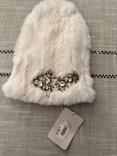 Jimmy Choo Rabbit Fur Diamanté Beanie Hat