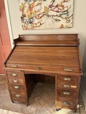 Antique Roll Top Desk In Warm