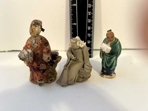 Chinese three mudmen figurines - three,